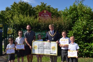 Chairman with students at St Osyth Primary School