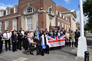 The Armed Forces Day flag before it was raised at Clacton Town Hall on Armed Forces Day 2022